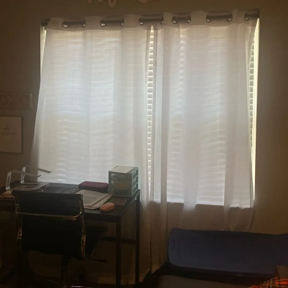 Melodieux Semi-Sheer White Home Decor Curtains EUC 42inches x 84 inches